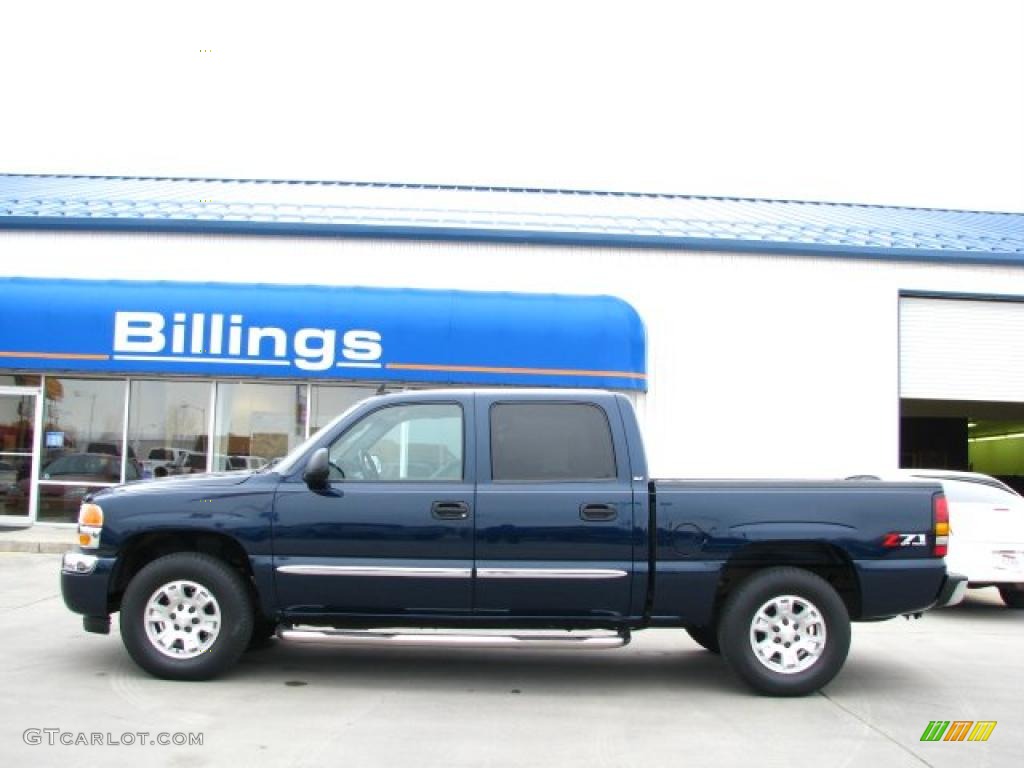 2007 Sierra 1500 Classic SLT Crew Cab 4x4 - Deep Blue Metallic / Dark Titanium photo #1