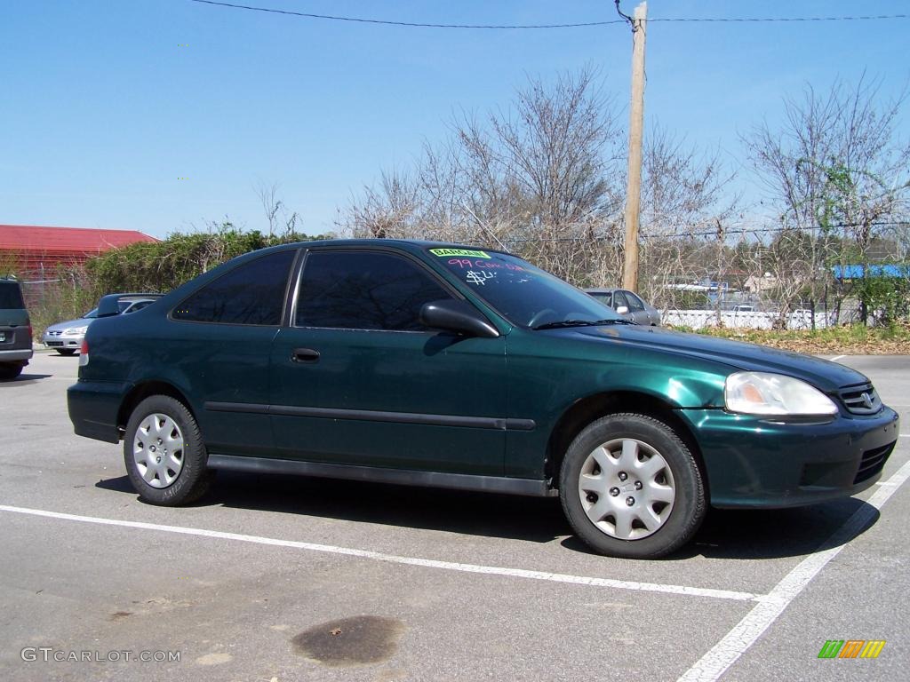 1999 Civic DX Coupe - Clover Green Pearl / Dark Gray photo #3