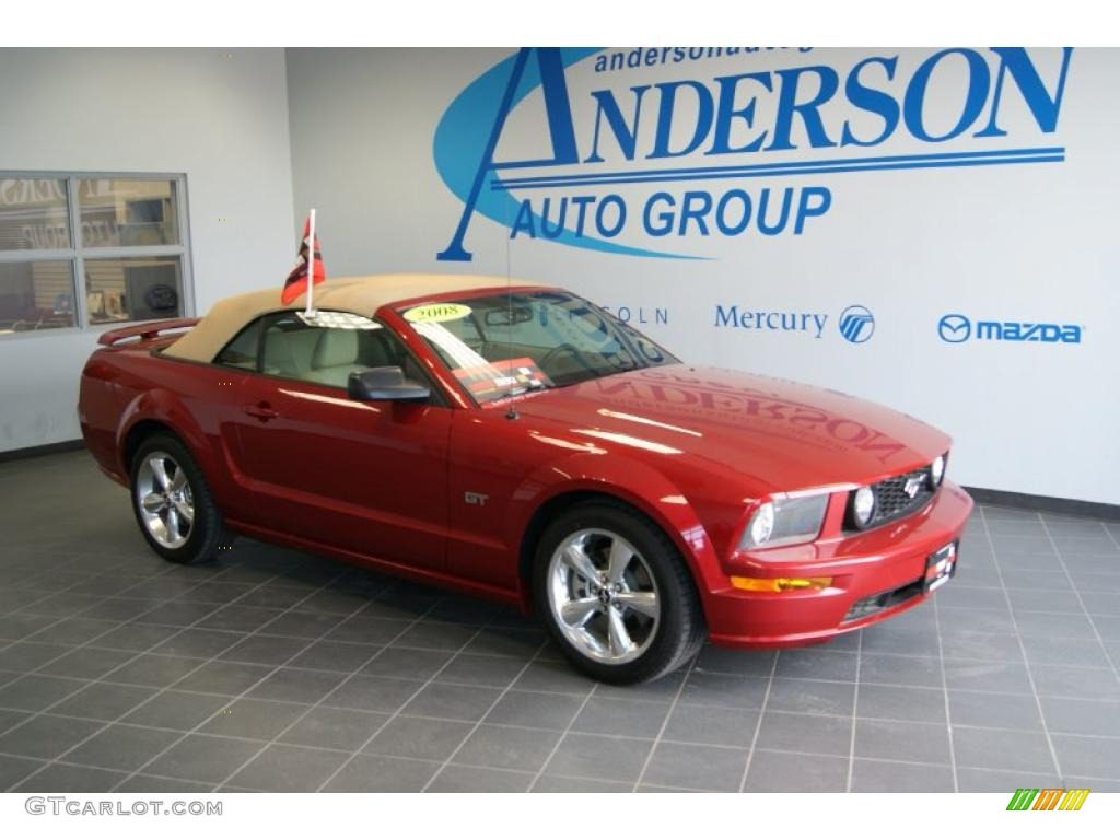 2008 Mustang GT Premium Convertible - Dark Candy Apple Red / Medium Parchment photo #1