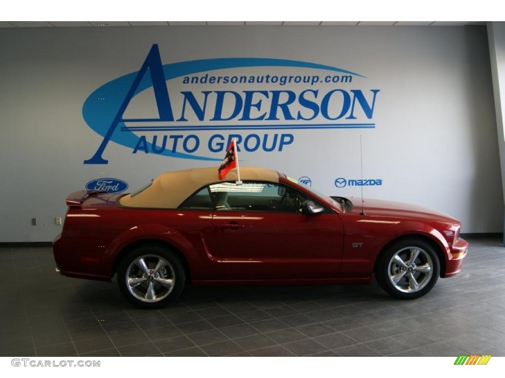 2008 Mustang GT Premium Convertible - Dark Candy Apple Red / Medium Parchment photo #2