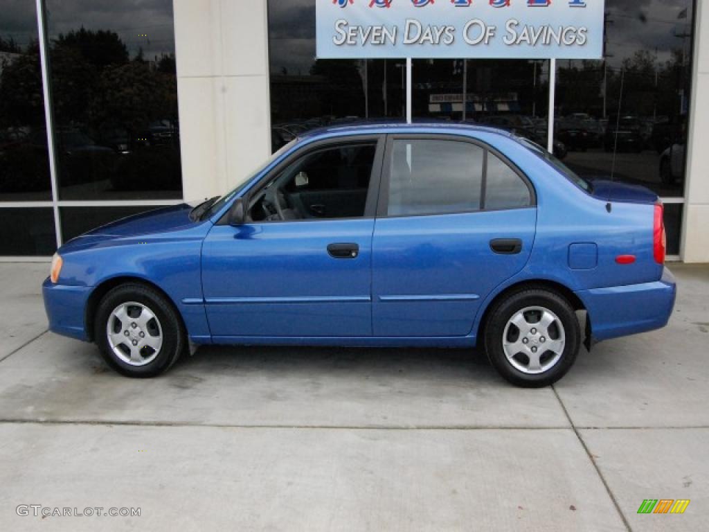 2002 Accent GL Sedan - Coastal Blue / Gray photo #6