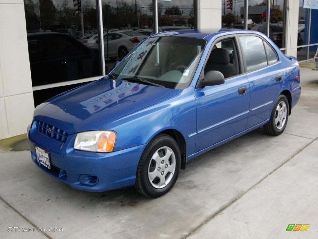 2002 Accent GL Sedan - Coastal Blue / Gray photo #7