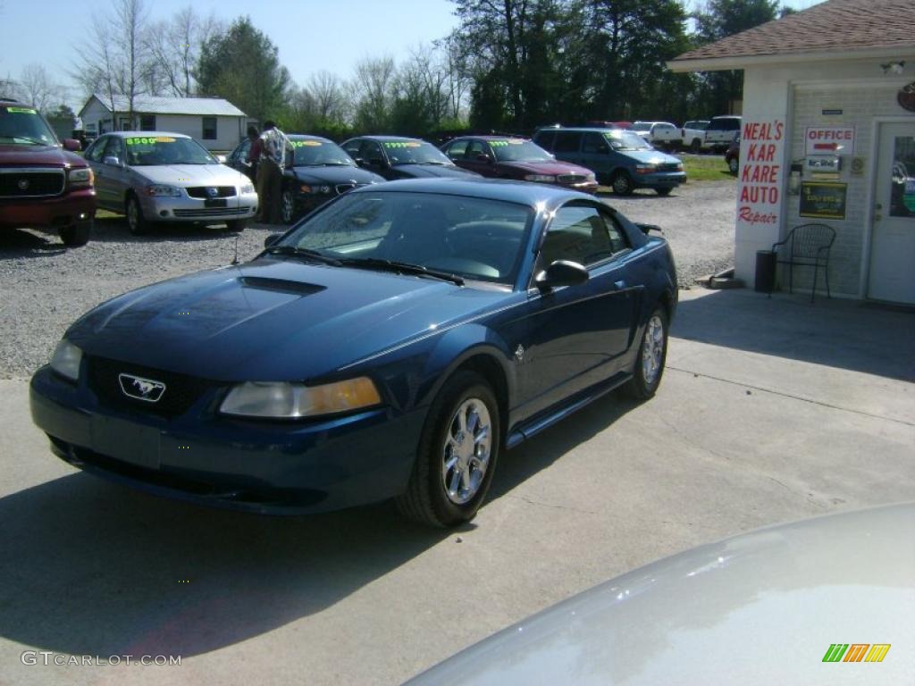 1999 Mustang V6 Coupe - Atlantic Blue Metallic / Light Graphite photo #3