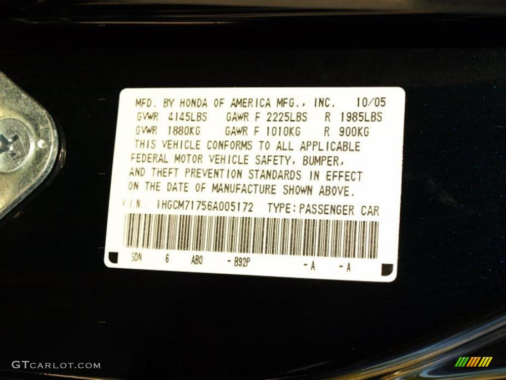 2006 Accord EX Coupe - Nighthawk Black Pearl / Black photo #17