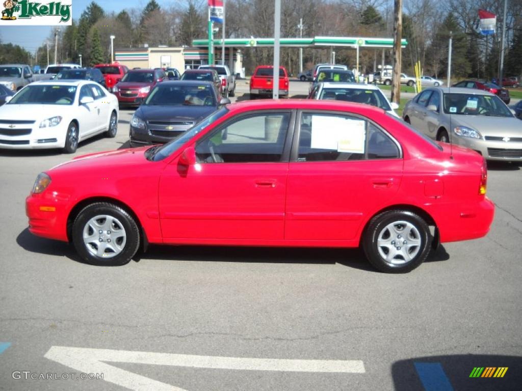 2005 Accent GLS Sedan - Retro Red / Gray photo #6