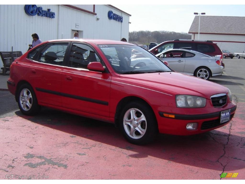 2002 Elantra GT Hatchback - Rally Red / Dark Gray photo #7