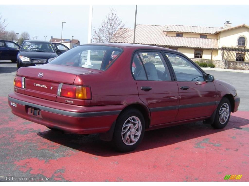 1992 Tercel DX Sedan - Medium Red Pearl Metallic / Gray photo #5