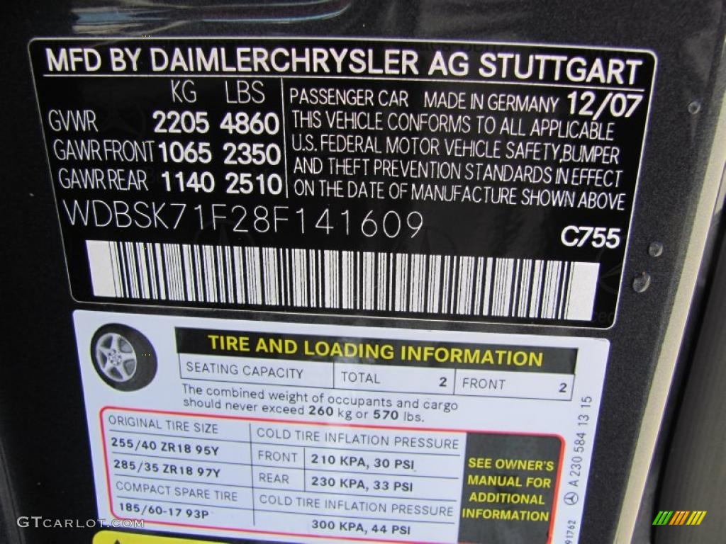 2008 SL Color Code 755 for Steel Grey Metallic Photo #28061322