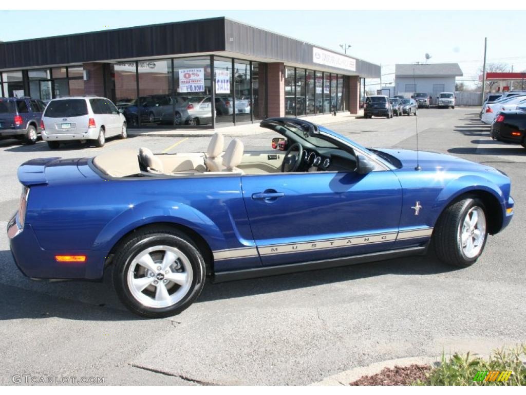 2007 Mustang V6 Premium Convertible - Vista Blue Metallic / Medium Parchment photo #6