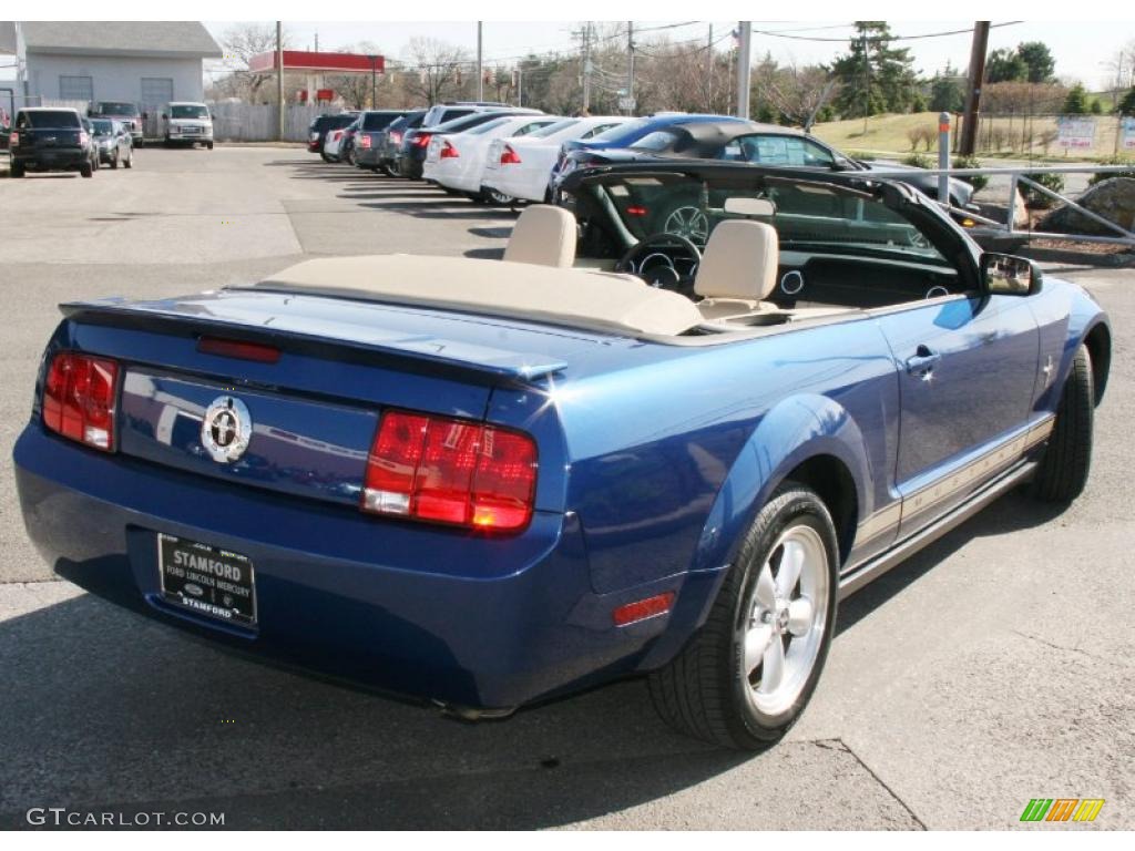 2007 Mustang V6 Premium Convertible - Vista Blue Metallic / Medium Parchment photo #8