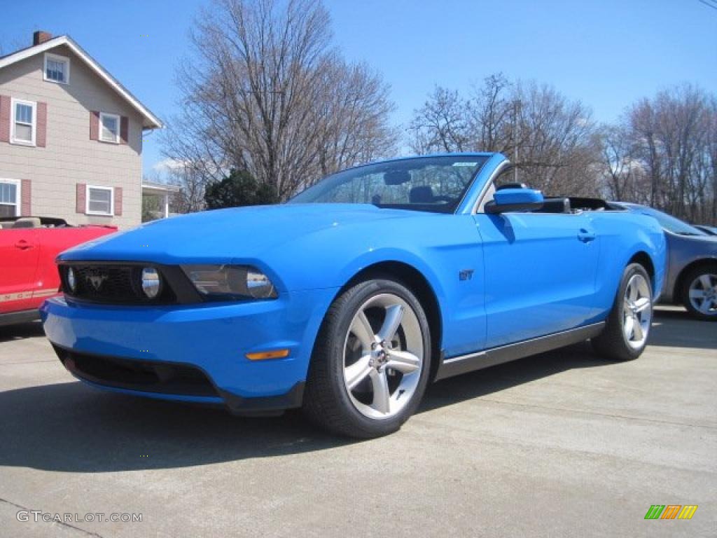 2010 Mustang GT Premium Convertible - Grabber Blue / Charcoal Black/Grabber Blue photo #1