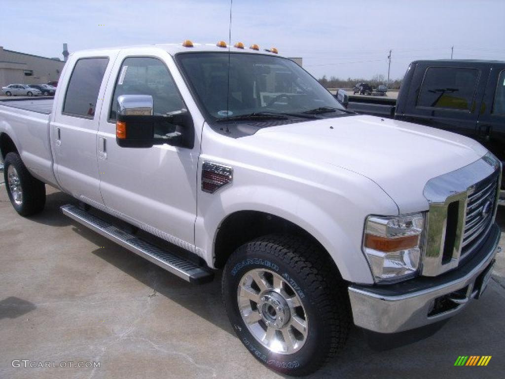 2010 F350 Super Duty Lariat Crew Cab 4x4 - White Platinum Metallic Tri-Coat / Ebony photo #1