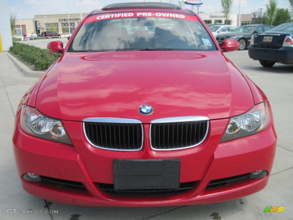 2007 3 Series 328i Sedan - Crimson Red / Beige photo #5