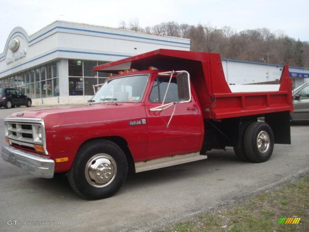 1989 Ram Truck D350 Regular Cab Dump Truck - Red / Red photo #1