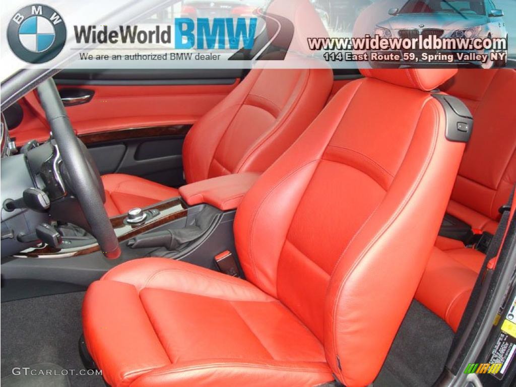 2008 3 Series 335i Coupe - Black Sapphire Metallic / Coral Red/Black photo #11