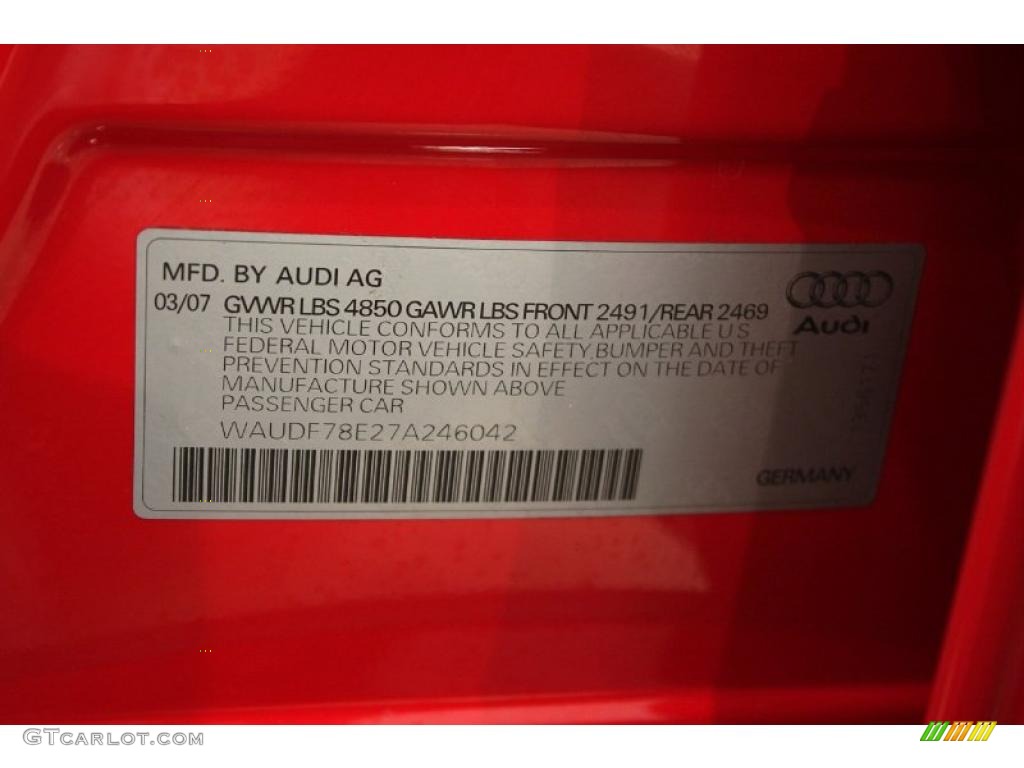 2007 A4 2.0T quattro Sedan - Brilliant Red / Ebony photo #25