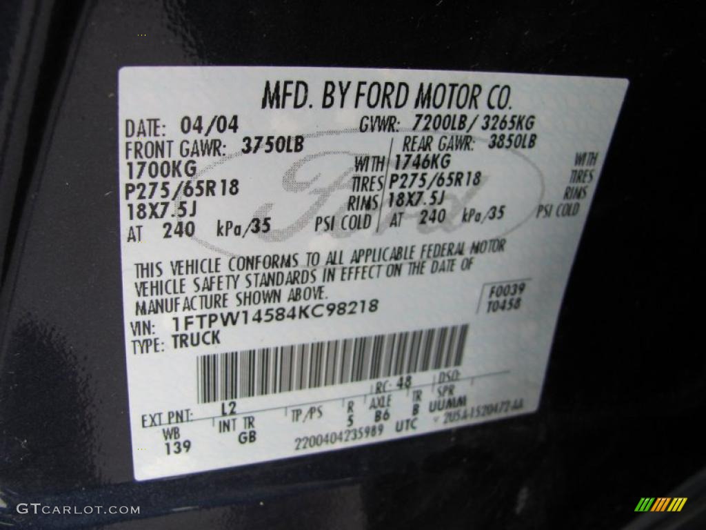 2004 F150 FX4 SuperCrew 4x4 - True Blue Metallic / Medium Graphite photo #14