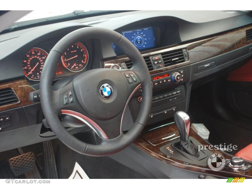 2009 3 Series 328xi Coupe - Titanium Silver Metallic / Coral Red/Black Dakota Leather photo #15