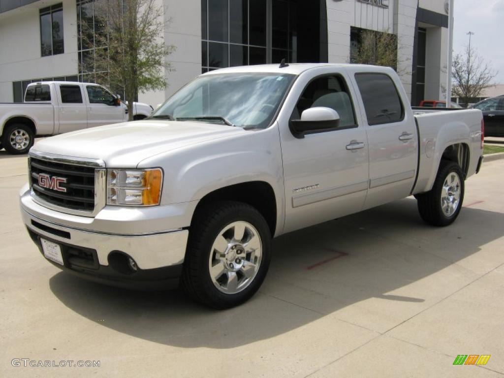 2010 Sierra 1500 SLT Crew Cab - Pure Silver Metallic / Dark Titanium/Light Titanium photo #1