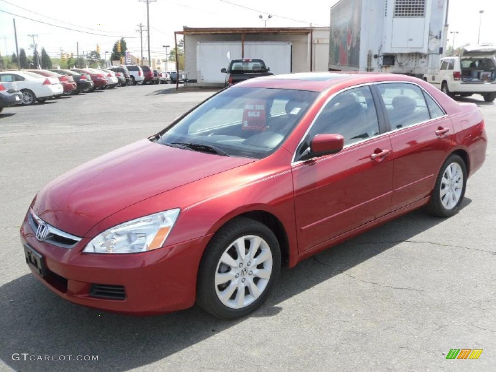 2007 Accord EX-L V6 Sedan - Moroccan Red Pearl / Gray photo #1