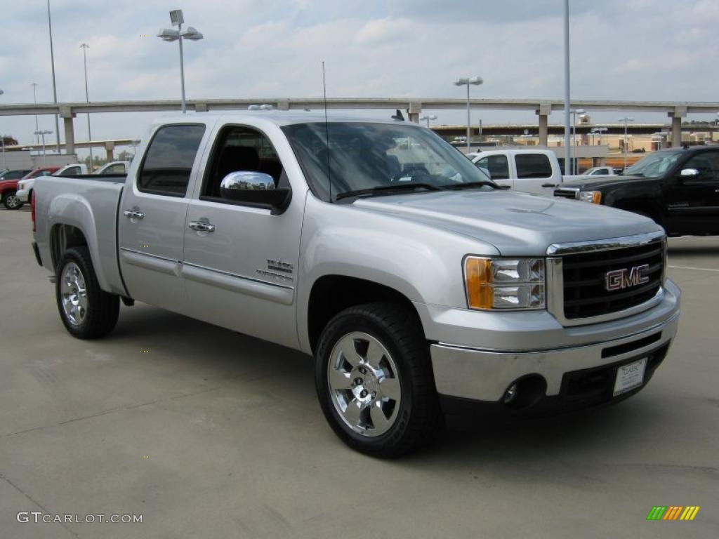 2010 Sierra 1500 SLE Crew Cab - Pure Silver Metallic / Ebony photo #2