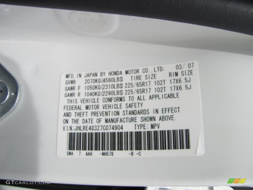 2007 CR-V LX 4WD - Taffeta White / Gray photo #19