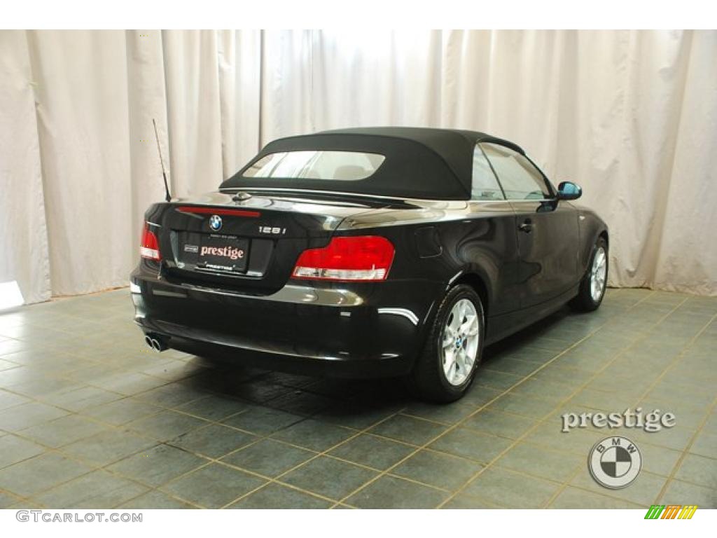 2009 1 Series 128i Convertible - Black Sapphire Metallic / Coral Red Boston Leather photo #2