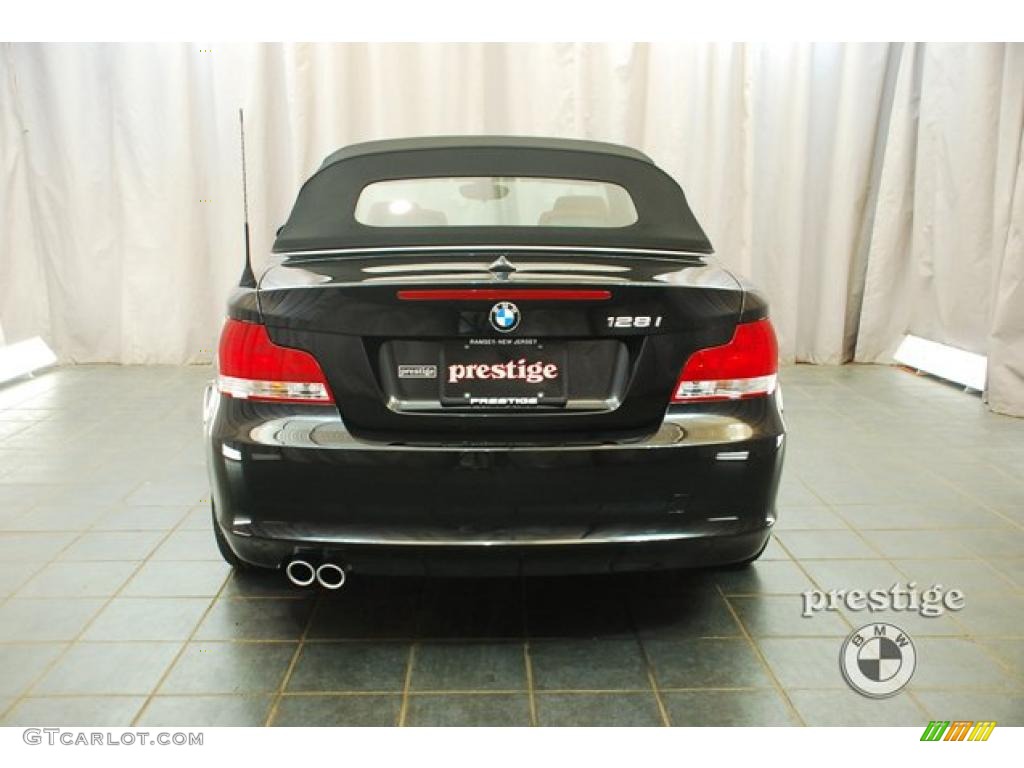 2009 1 Series 128i Convertible - Black Sapphire Metallic / Coral Red Boston Leather photo #3