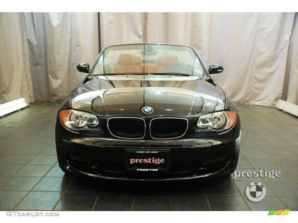 2009 1 Series 128i Convertible - Black Sapphire Metallic / Coral Red Boston Leather photo #7