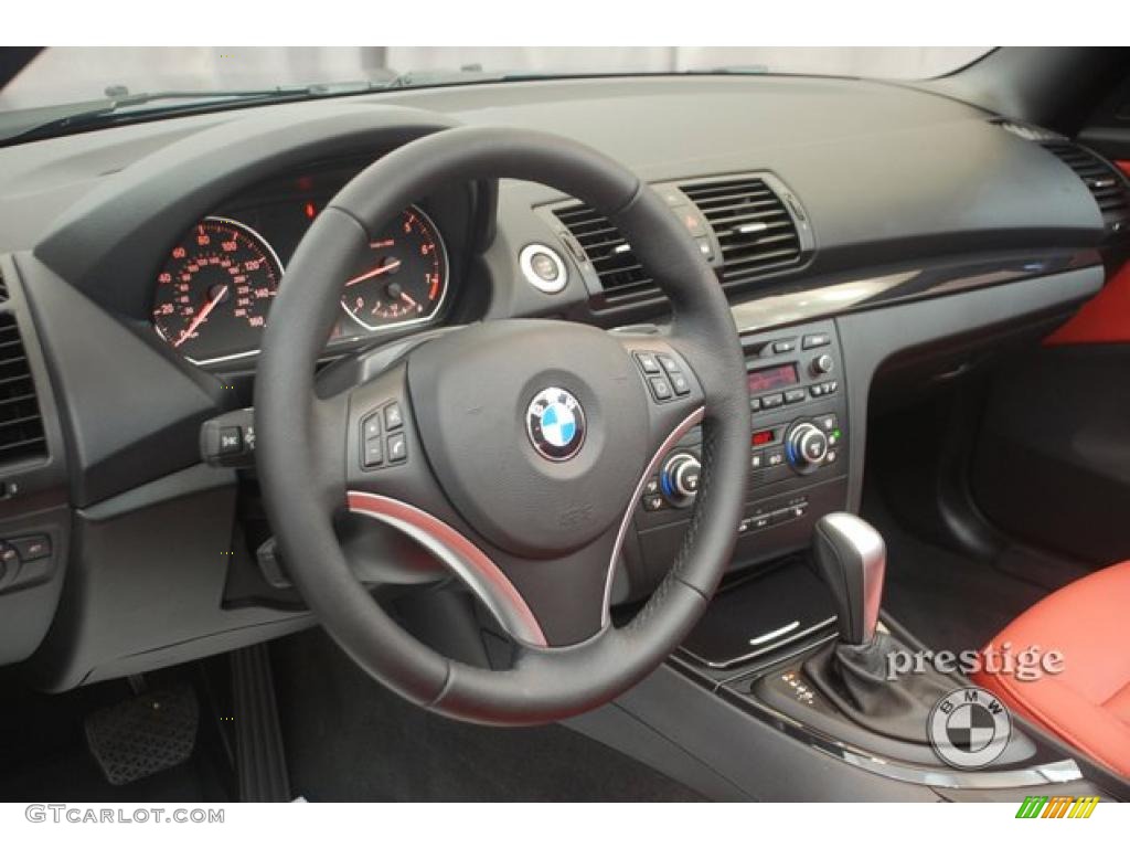 2009 1 Series 128i Convertible - Black Sapphire Metallic / Coral Red Boston Leather photo #10