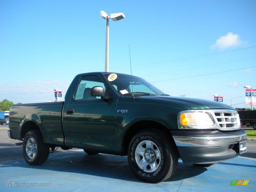 1999 F150 XL Regular Cab - Woodland Green Metallic / Medium Graphite photo #7