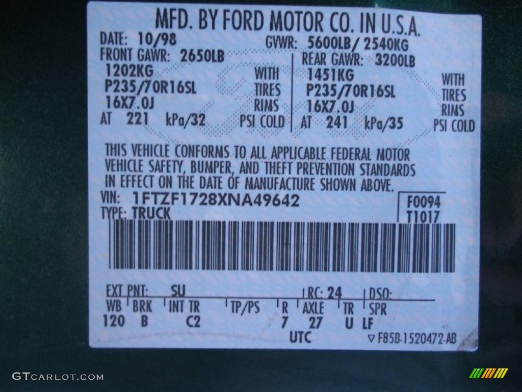 1999 F150 XL Regular Cab - Woodland Green Metallic / Medium Graphite photo #22