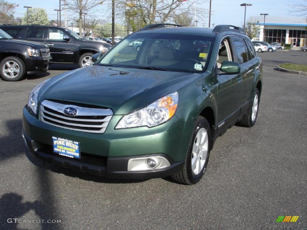 2010 Outback 2.5i Premium Wagon - Cypress Green Pearl / Warm Ivory photo #1