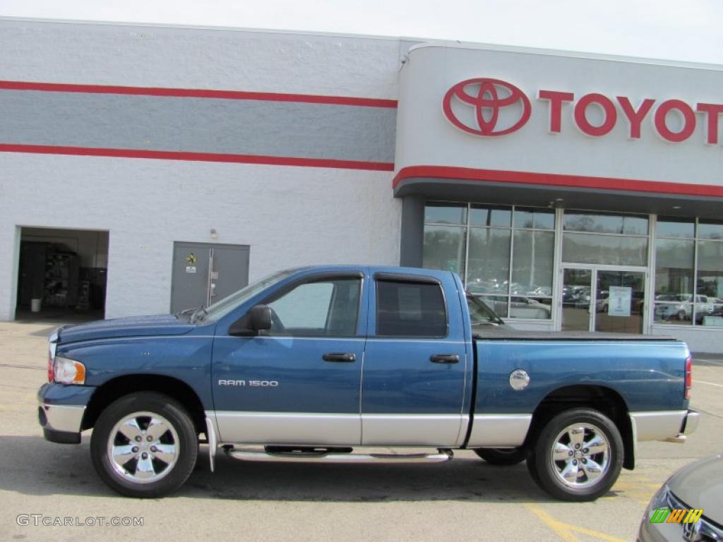 2003 Ram 1500 SLT Quad Cab 4x4 - Atlantic Blue Pearl / Taupe photo #2