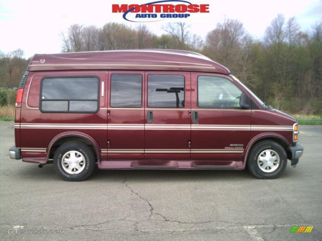 1996 Express 1500 Passenger Van Conversion - Dark Toreador Red Metallic / Tan photo #1