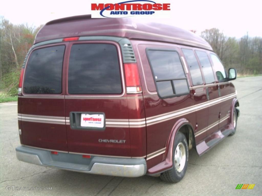 1996 Express 1500 Passenger Van Conversion - Dark Toreador Red Metallic / Tan photo #3