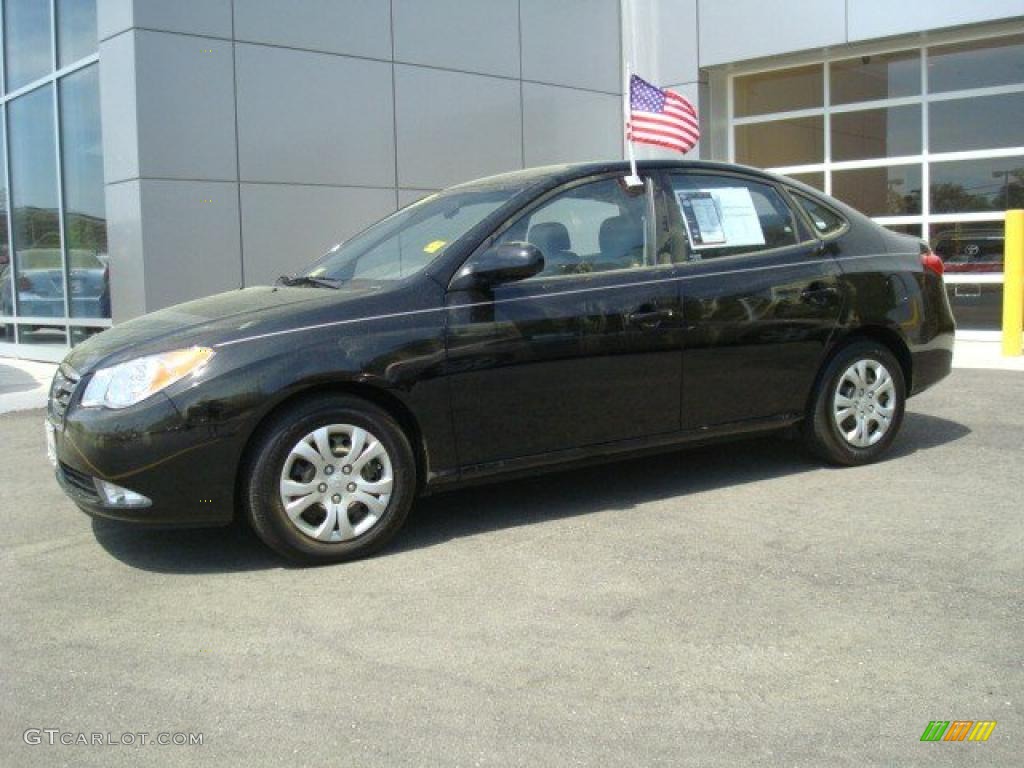2009 Elantra GLS Sedan - Black Pearl / Gray photo #2