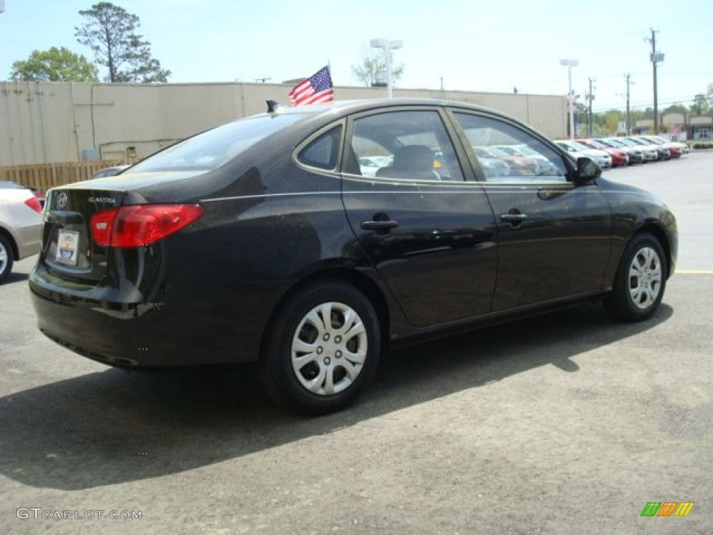 2009 Elantra GLS Sedan - Black Pearl / Gray photo #4