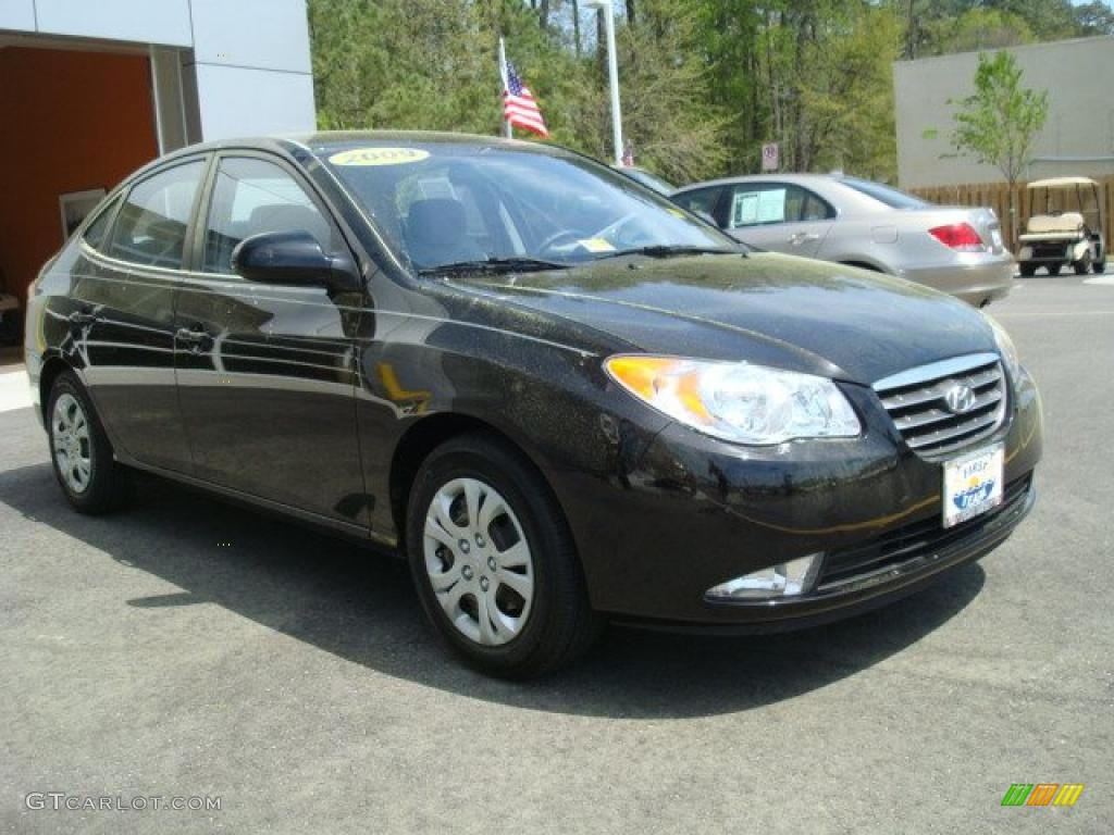 2009 Elantra GLS Sedan - Black Pearl / Gray photo #5