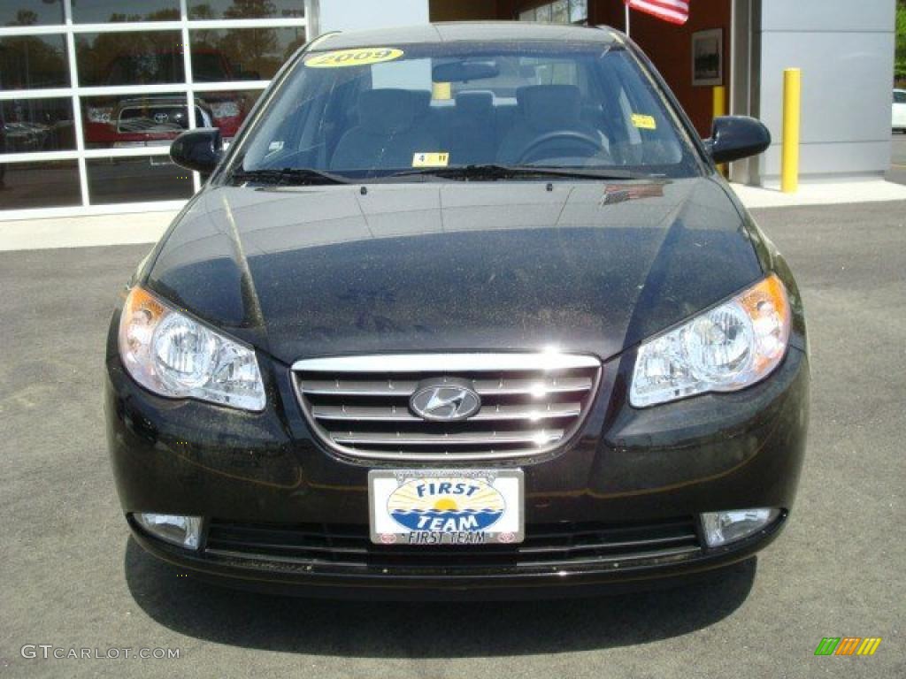 2009 Elantra GLS Sedan - Black Pearl / Gray photo #6