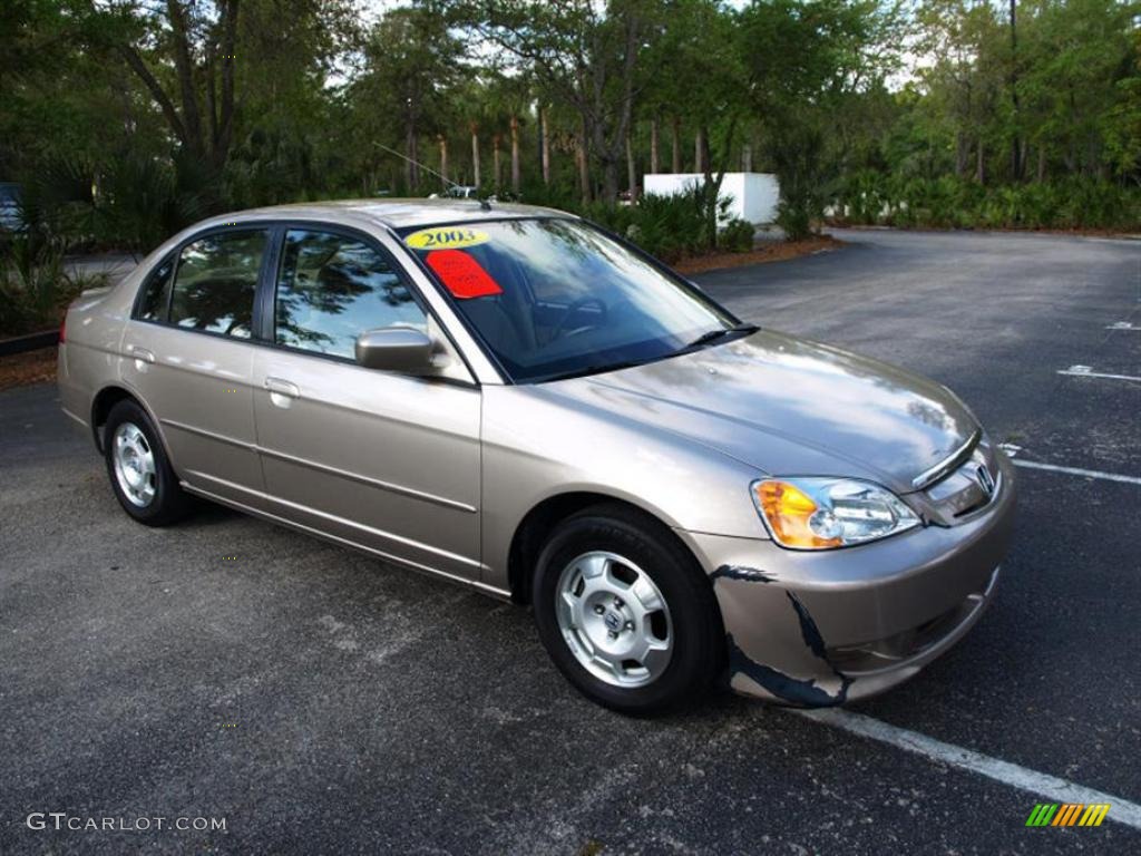 2003 Civic Hybrid Sedan - Shoreline Mist Metallic / Ivory photo #1