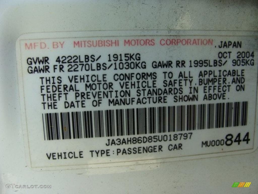 2005 Lancer Evolution VIII - Wicked White / Black photo #16