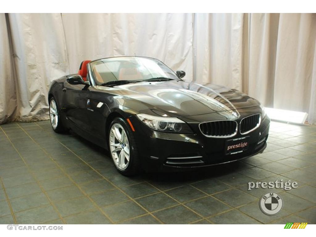 2009 Z4 sDrive30i Roadster - Black Sapphire Metallic / Coral Red Kansas Leather photo #7
