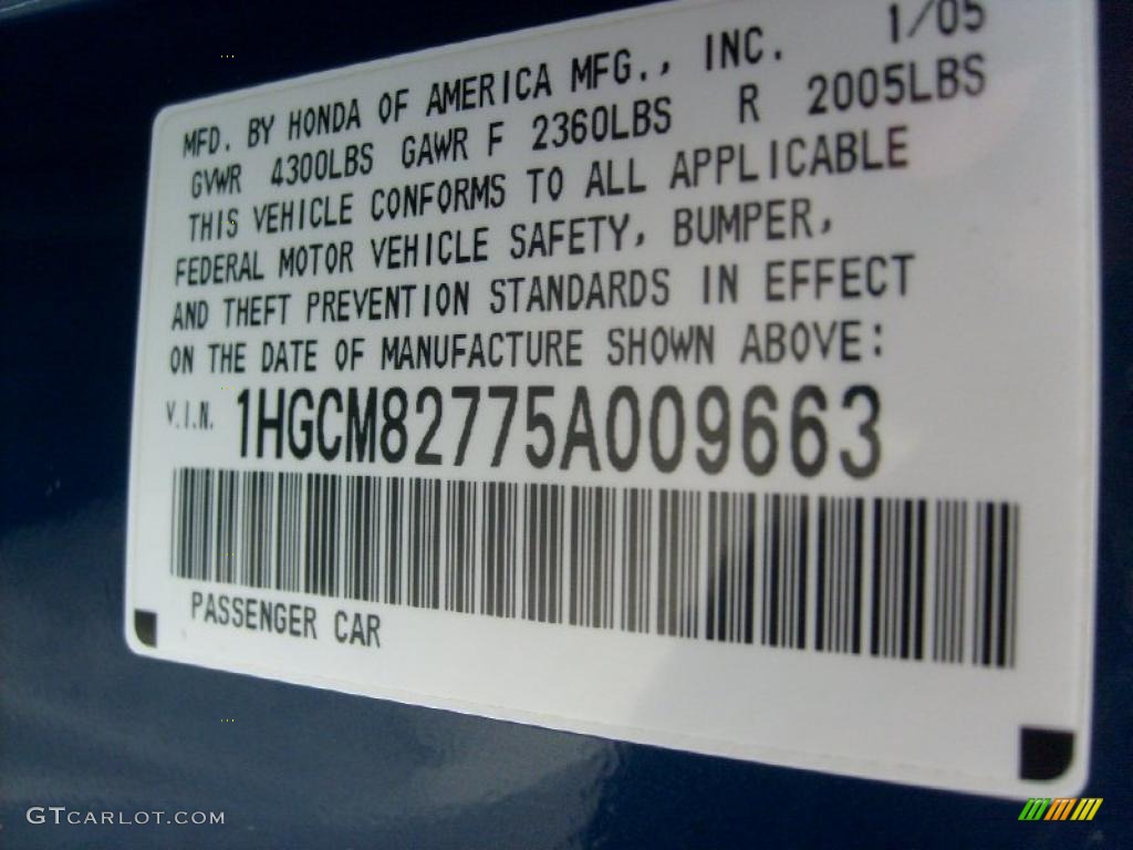 2005 Accord EX V6 Coupe - Sapphire Blue Pearl / Black photo #25