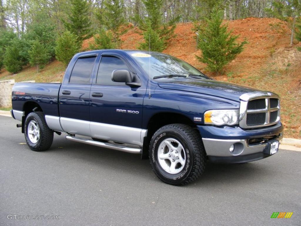 2003 Ram 1500 SLT Quad Cab 4x4 - Patriot Blue Pearl / Dark Slate Gray photo #3