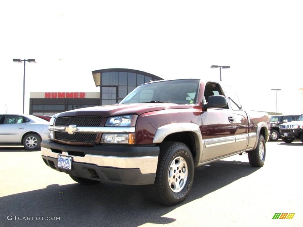 2003 Silverado 1500 Z71 Extended Cab 4x4 - Dark Carmine Red Metallic / Medium Gray photo #2