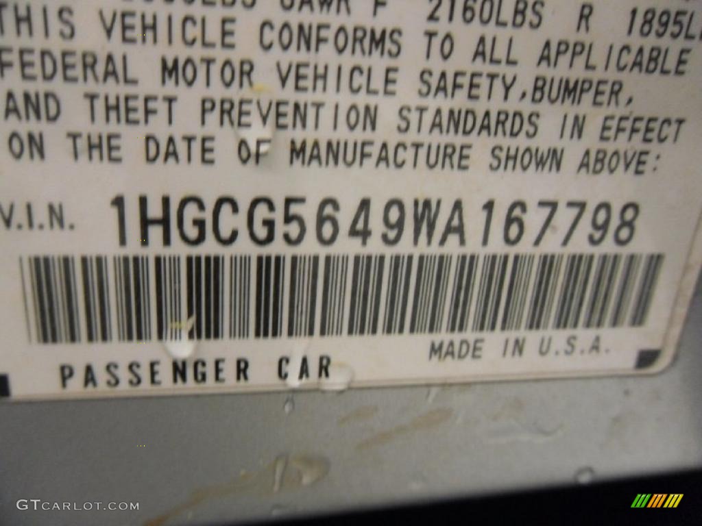 1998 Accord LX Sedan - Regent Silver Pearl / Charcoal photo #10