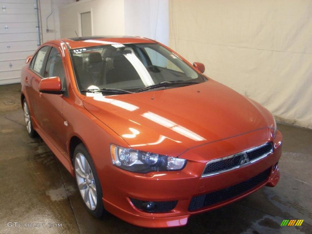 2010 Lancer GTS - Rotor Glow Orange Metallic / Black photo #12