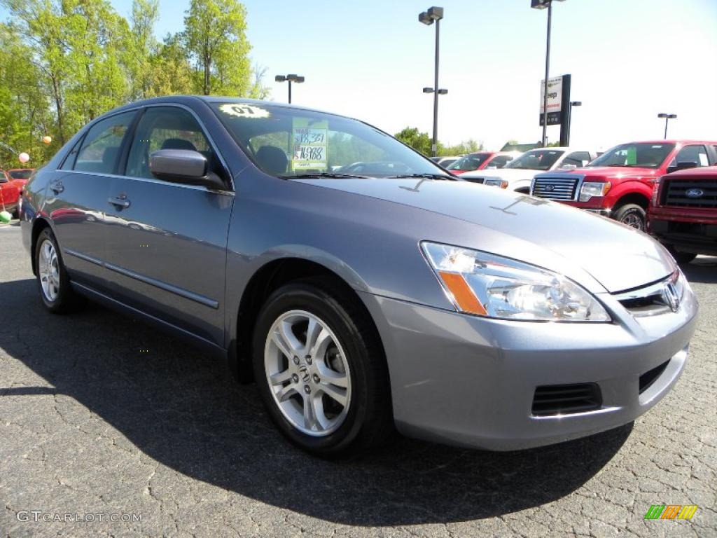 2007 Accord SE Sedan - Cool Blue Metallic / Gray photo #1