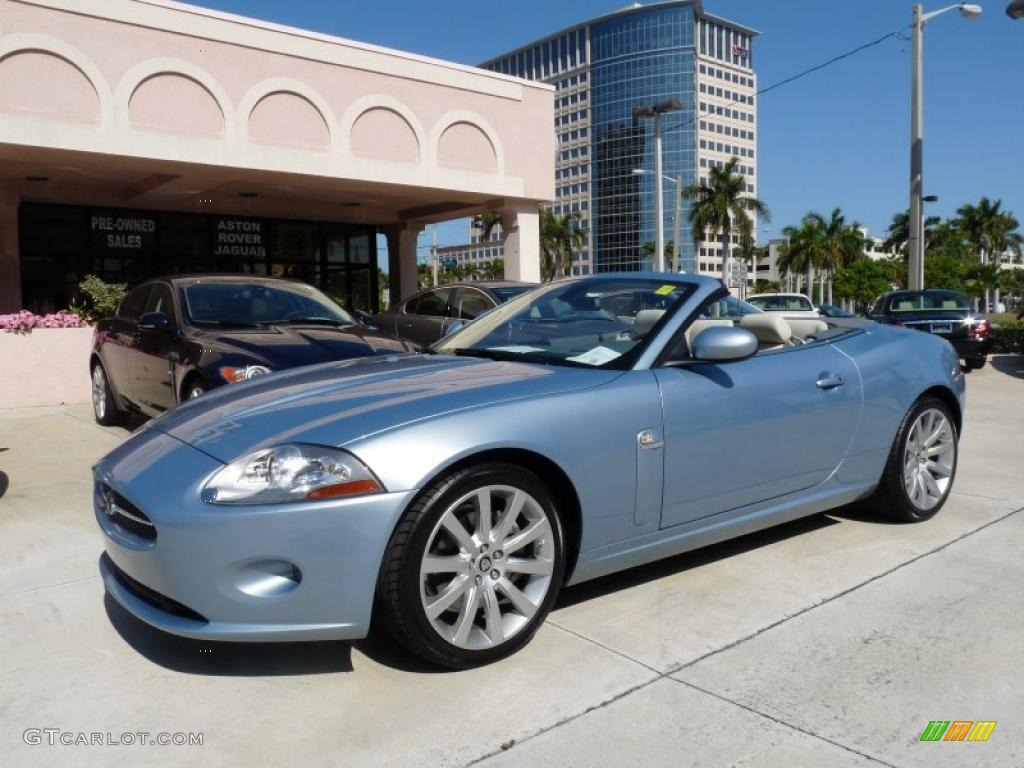 2007 XK XK8 Convertible - Frost Blue Metallic / Ivory/Slate photo #1